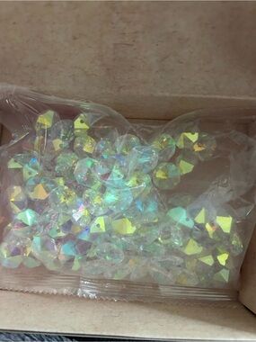 4-$50 Iridescent Acrylic Faceted Beads - Clear AB (Party Supplies)